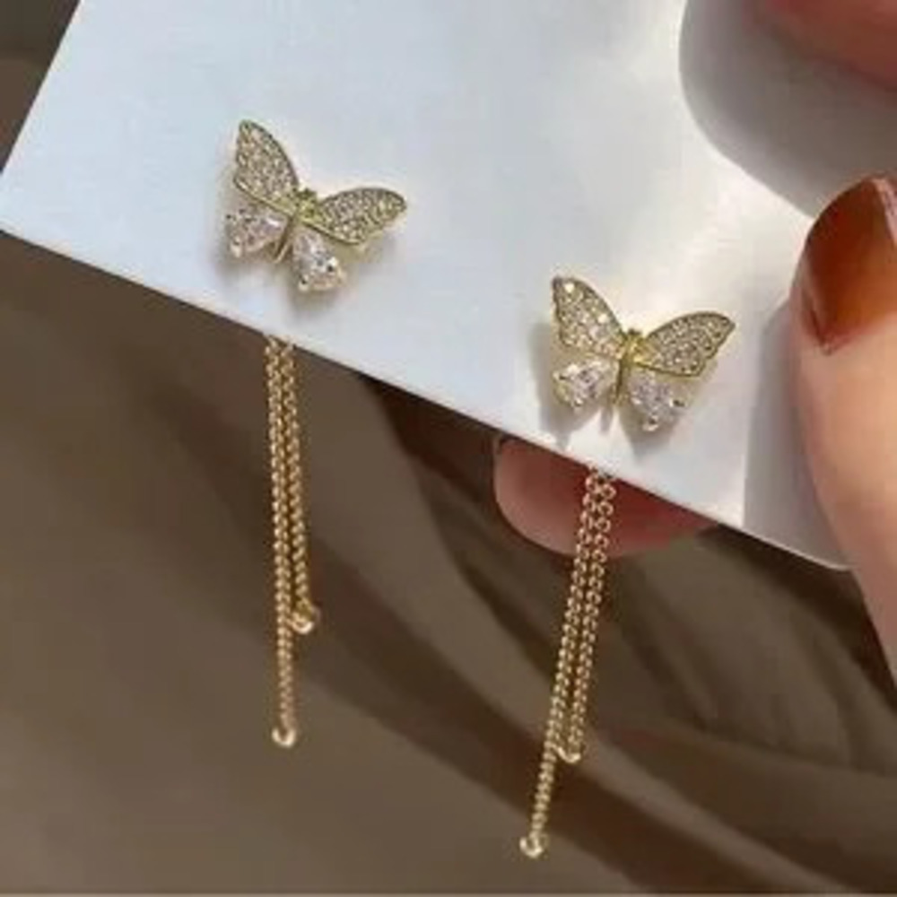 Gold Filled Butterfly CZ Earrings